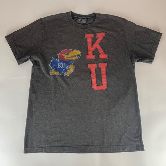 Kansas Jayhawks NCAA Gray Short Sleeve Crewneck Shirt - Picture 1 of 4